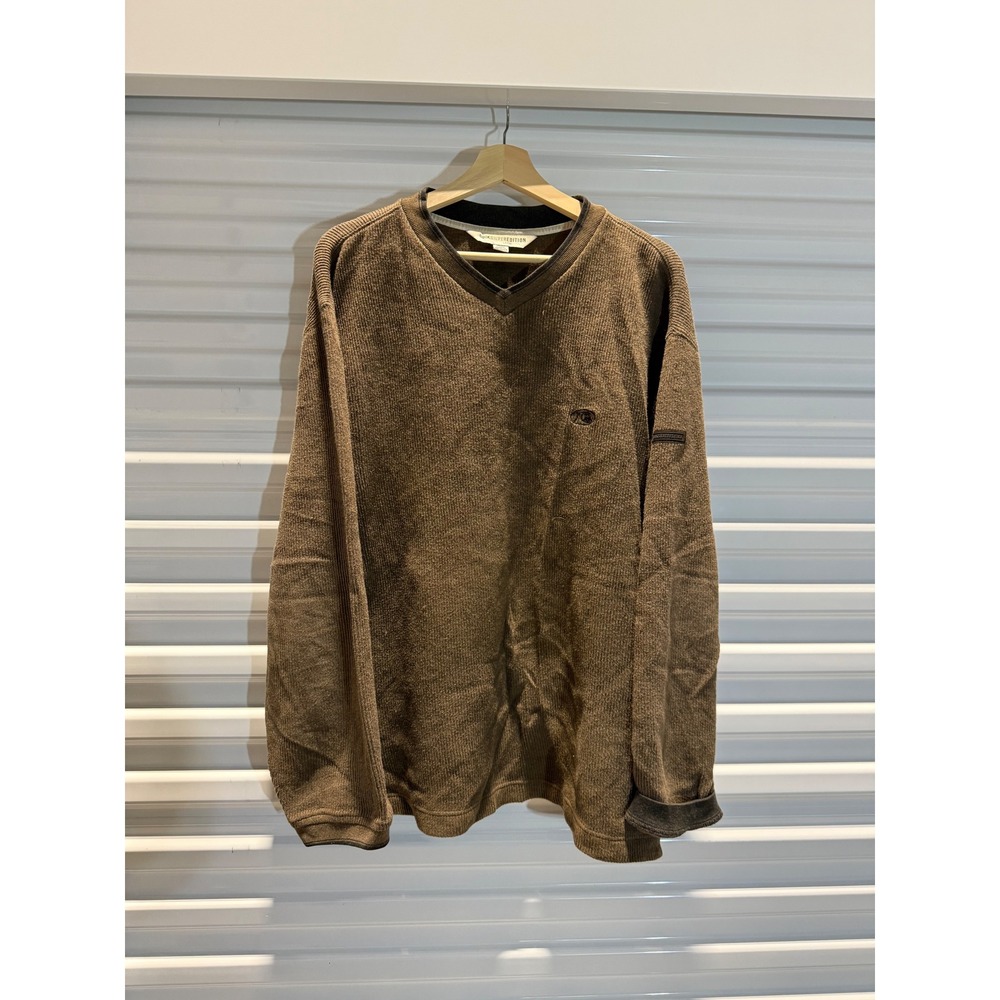 Quiksilver Edition Mens Brown Ribbed V-Neck Sweater Vintage‎ Knit Large